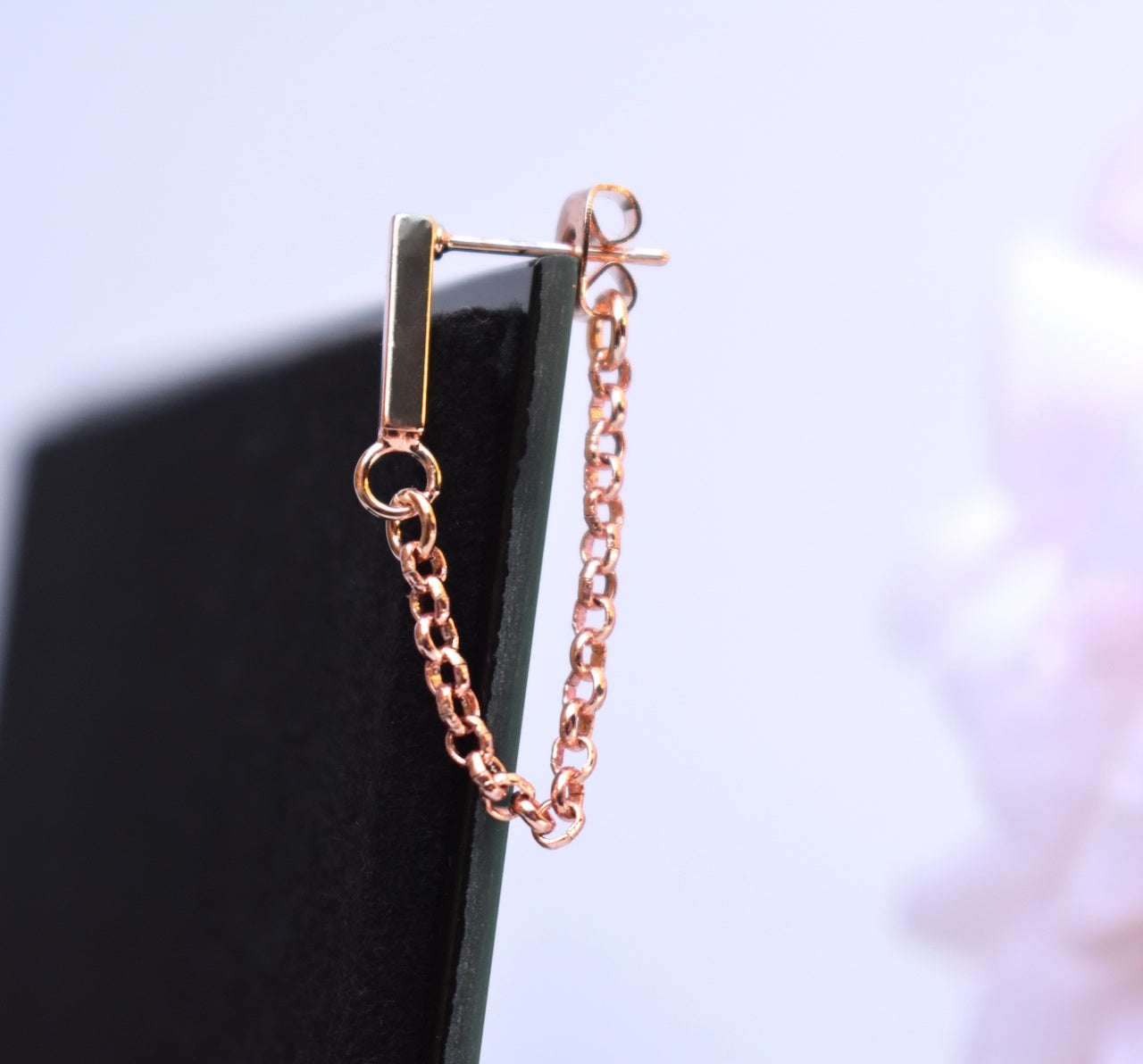 'Bria' - rose gold chain earrings