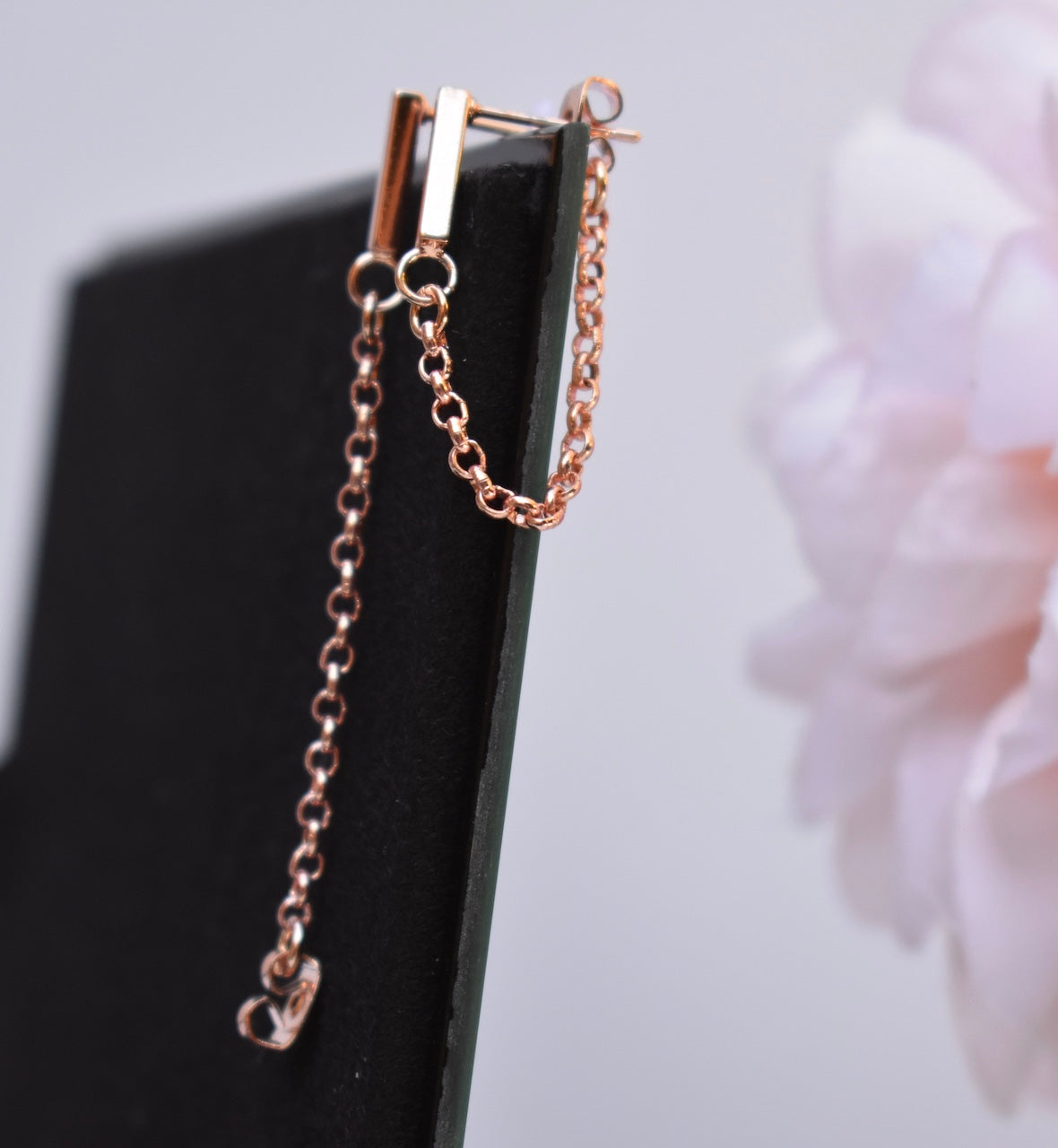 'Bria' - rose gold chain earrings