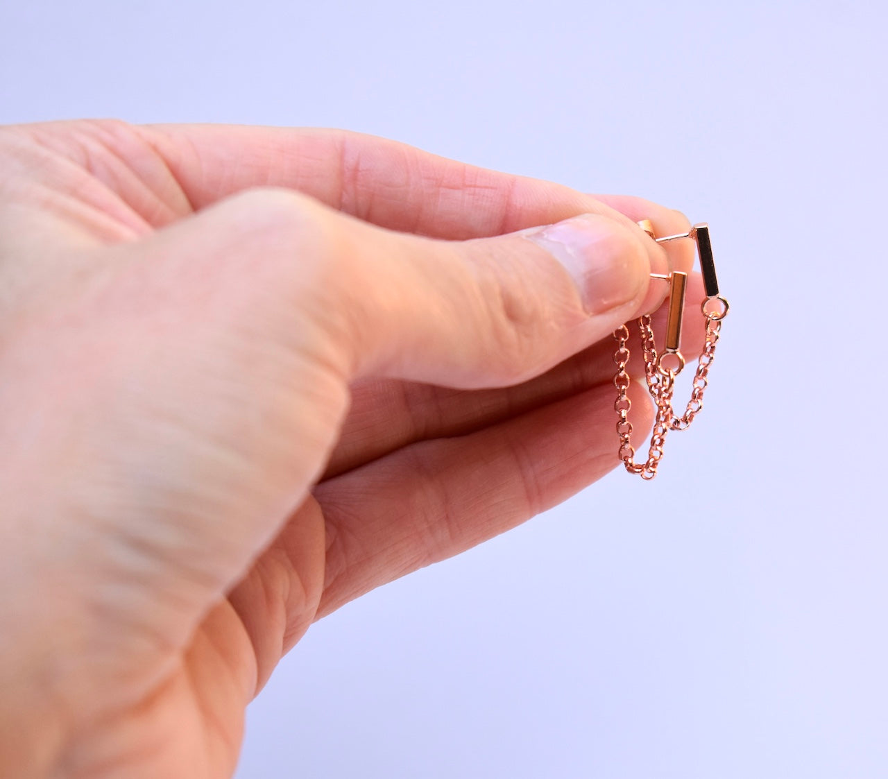 'Bria' - rose gold chain earrings