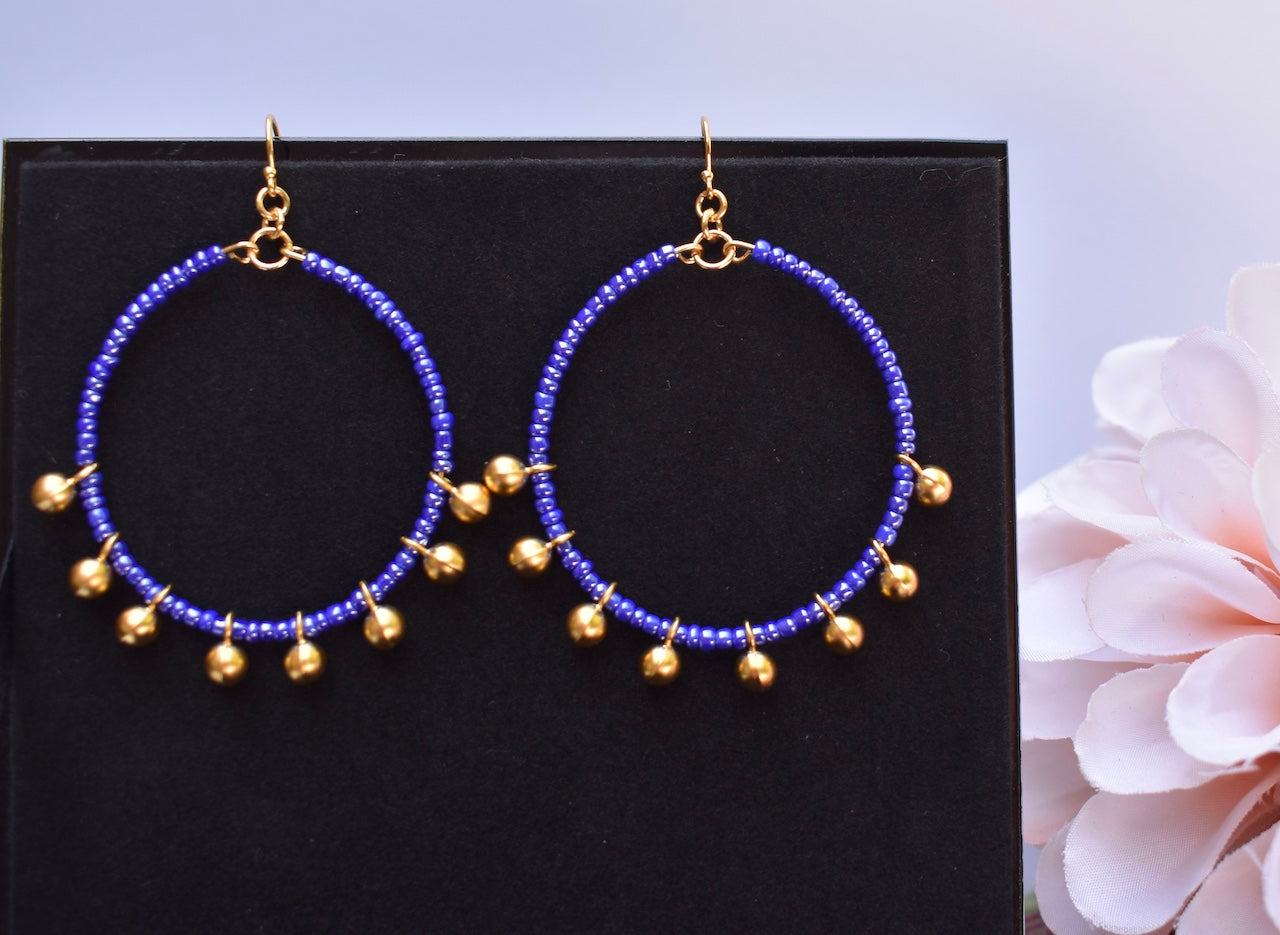 'Cassia' - beaded hoop earrings