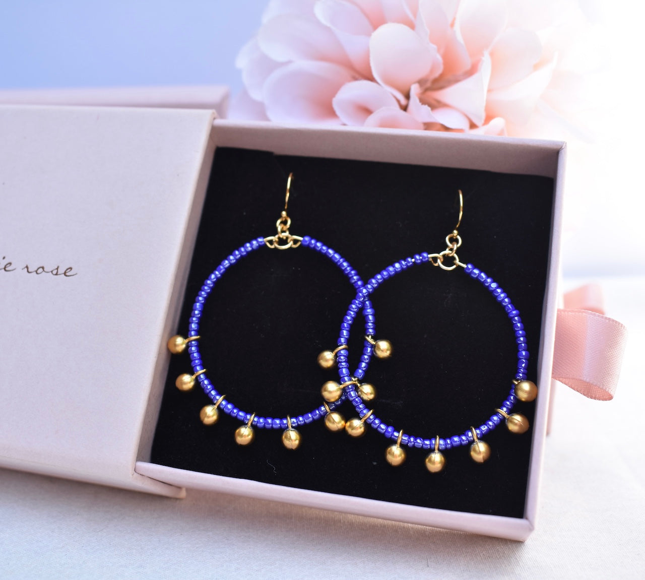 'Cassia' - beaded hoop earrings