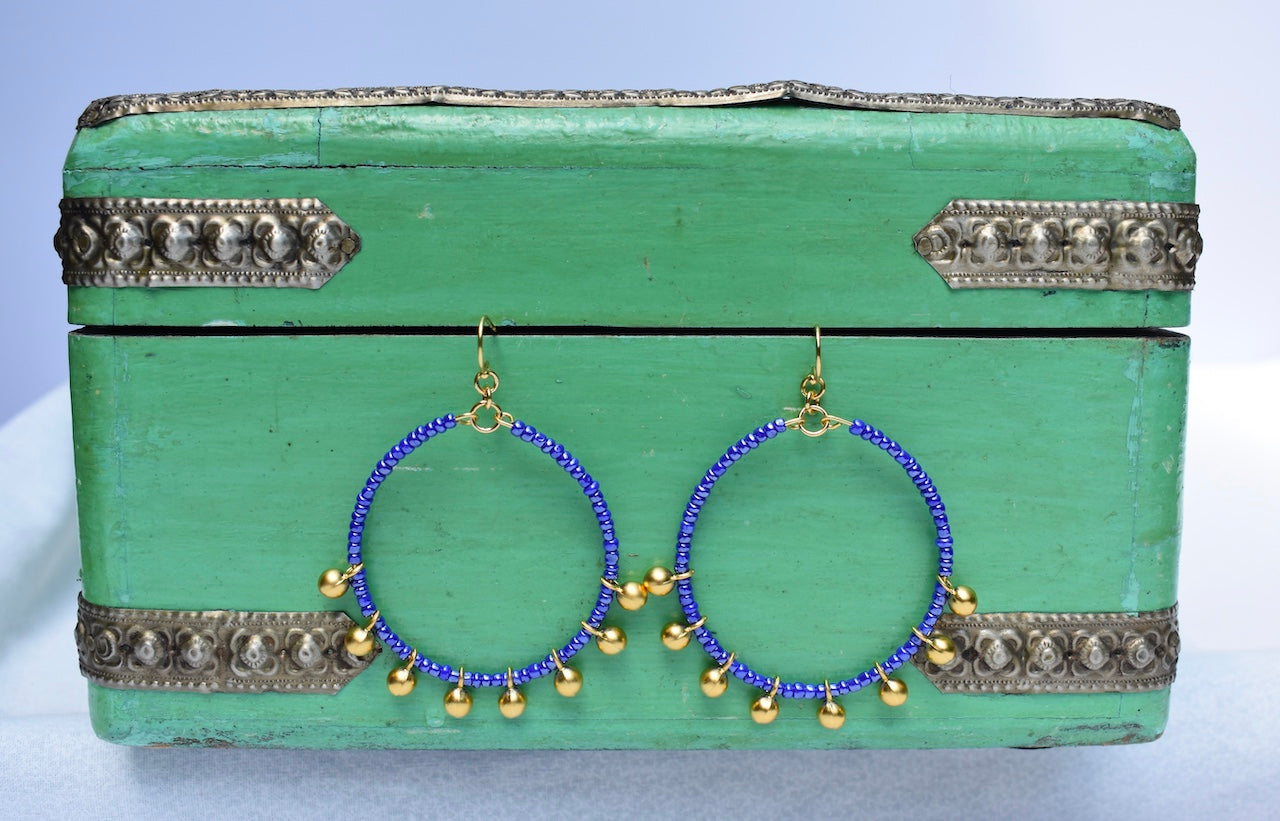 'Cassia' - beaded hoop earrings