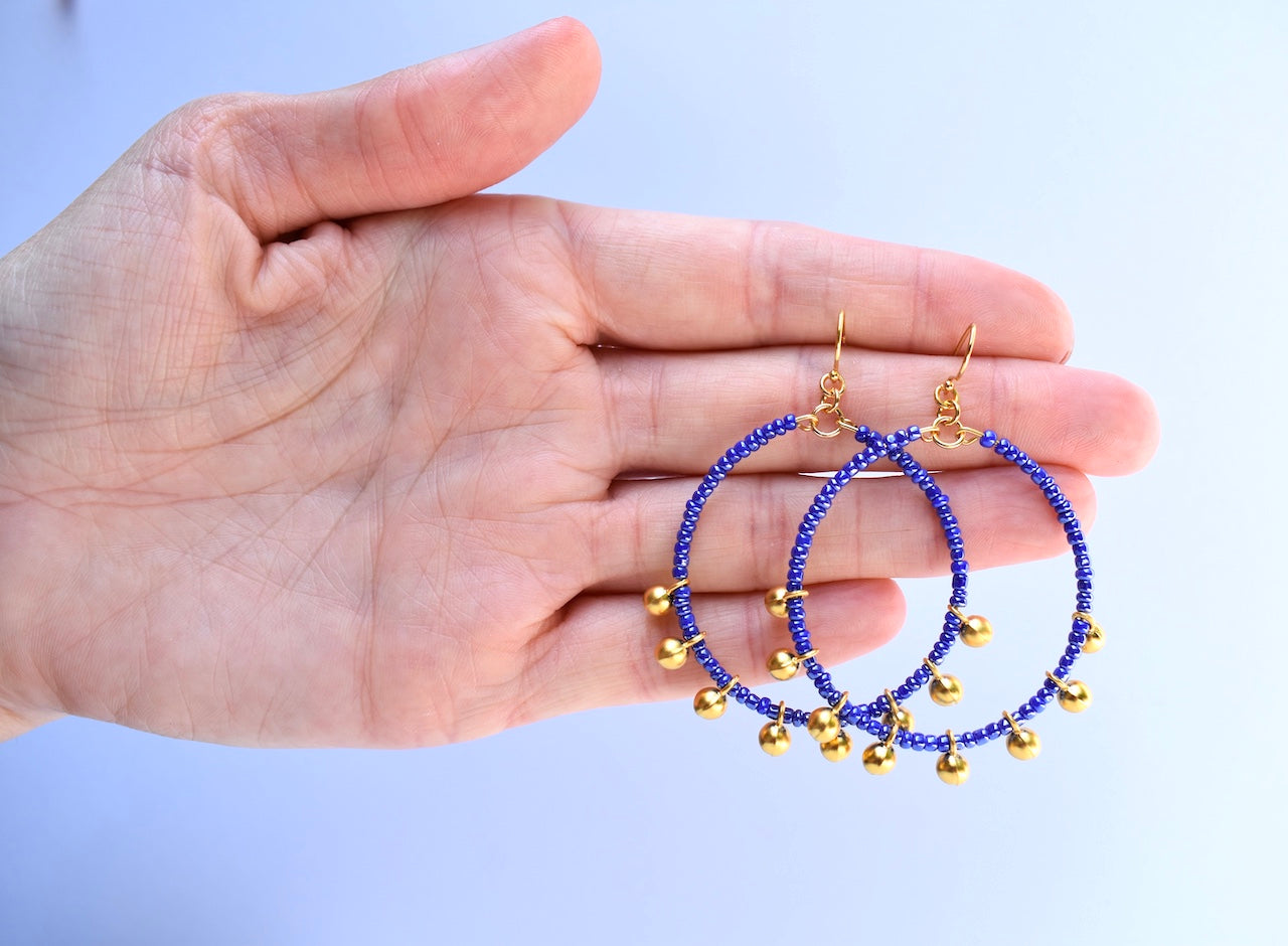 'Cassia' - beaded hoop earrings