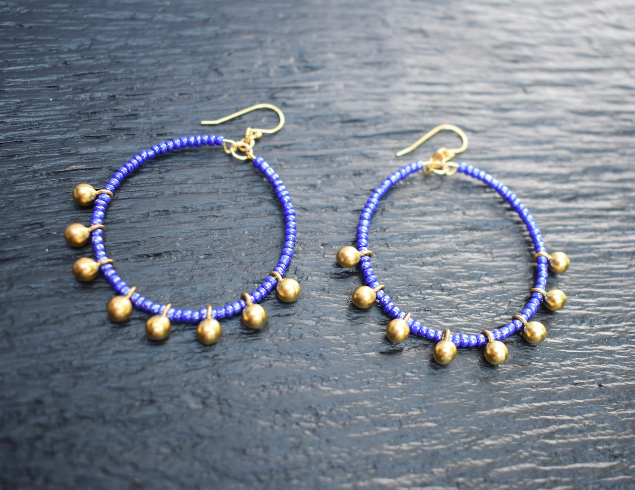 'Cassia' - beaded hoop earrings