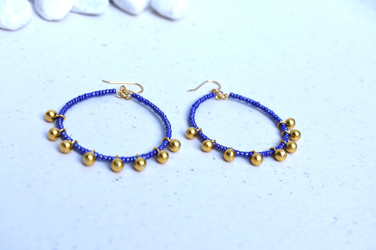 'Cassia' - beaded hoop earrings