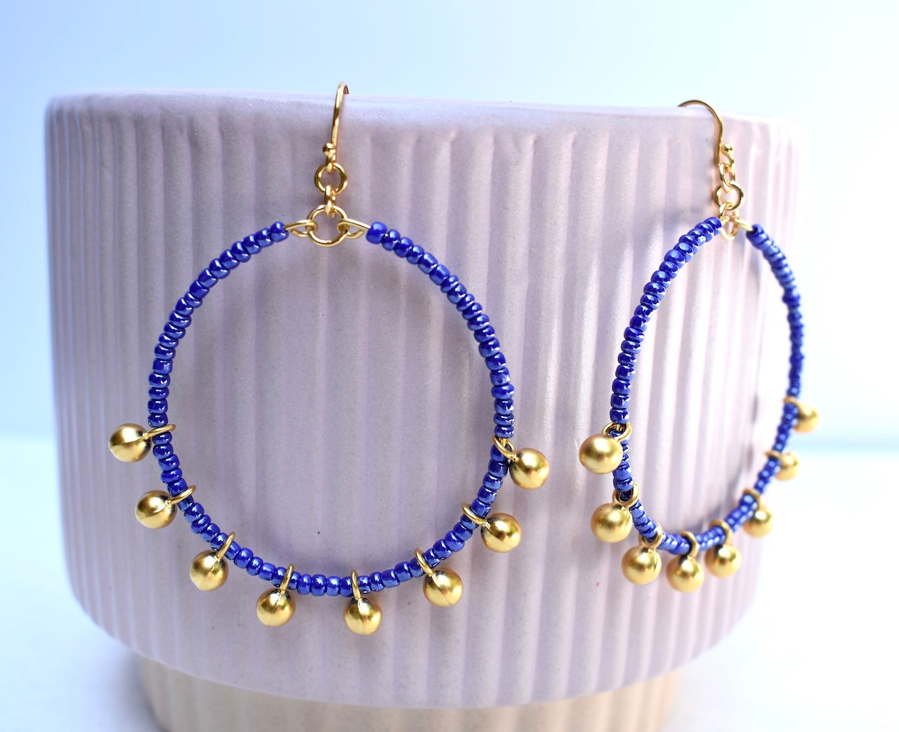 'Cassia' - beaded hoop earrings