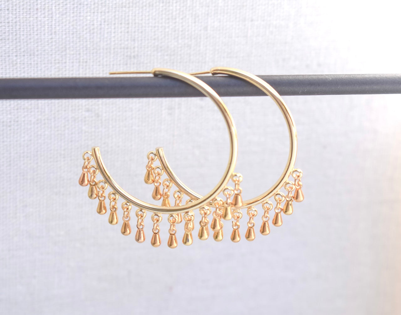 'Gypsy' - Gold hoops with mini drops