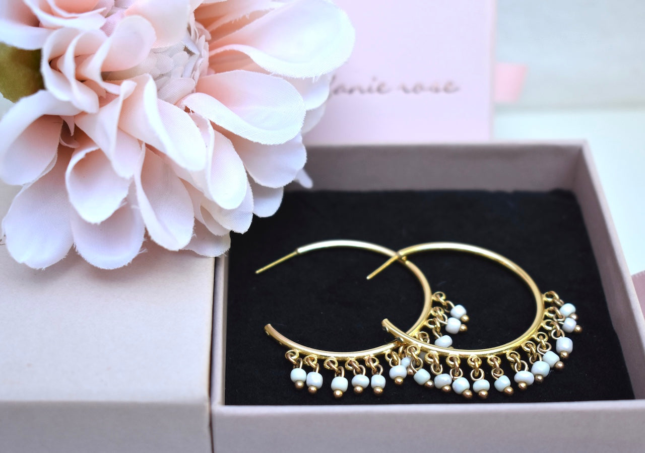 'Gypsy' - Gold hoops with mini drops