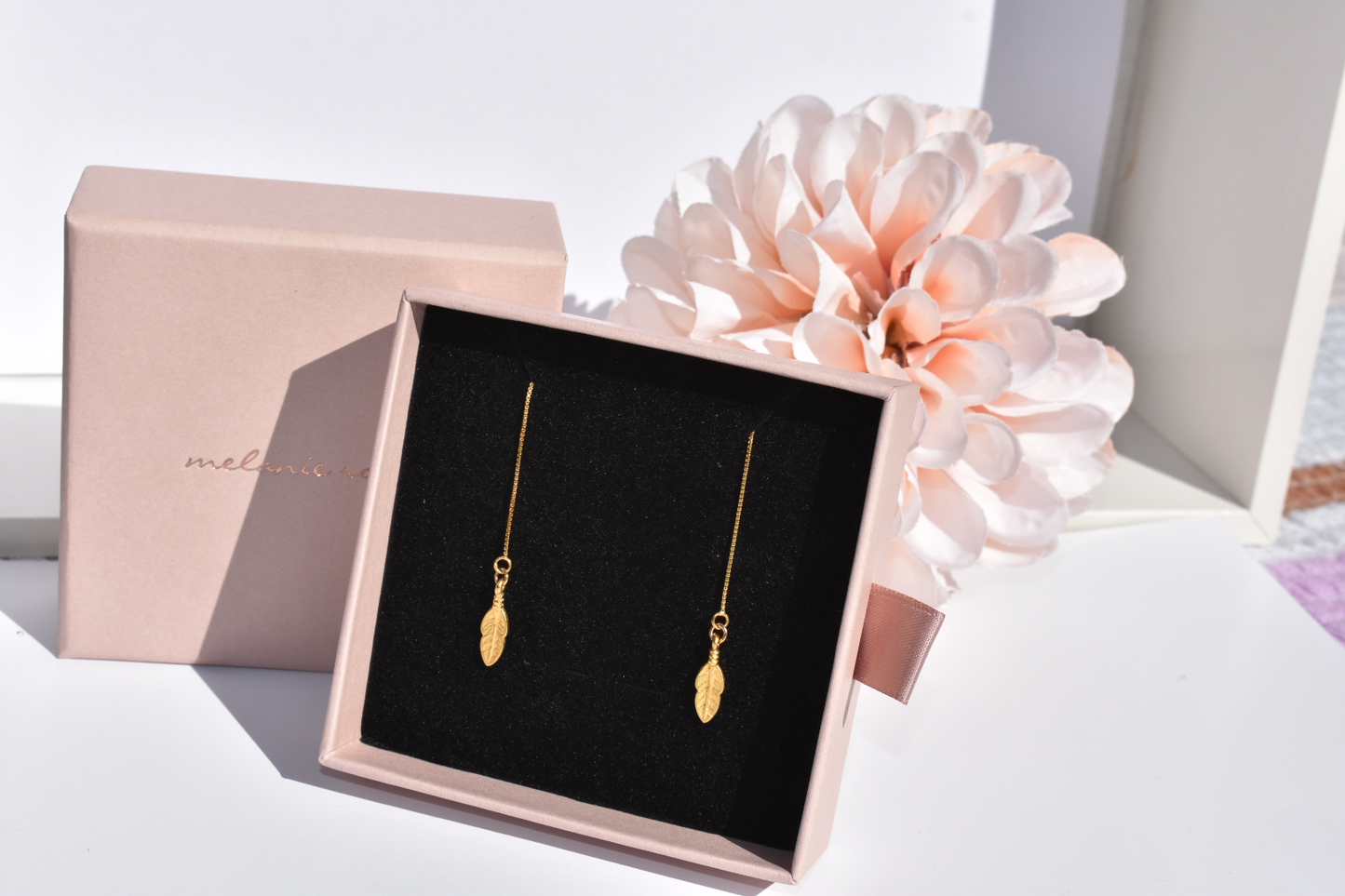 'Gia' - Gold feather threaders