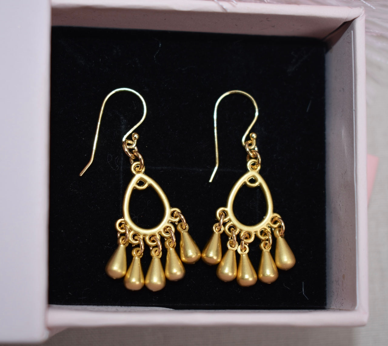 'Viv' - Matte gold chandelier earrings