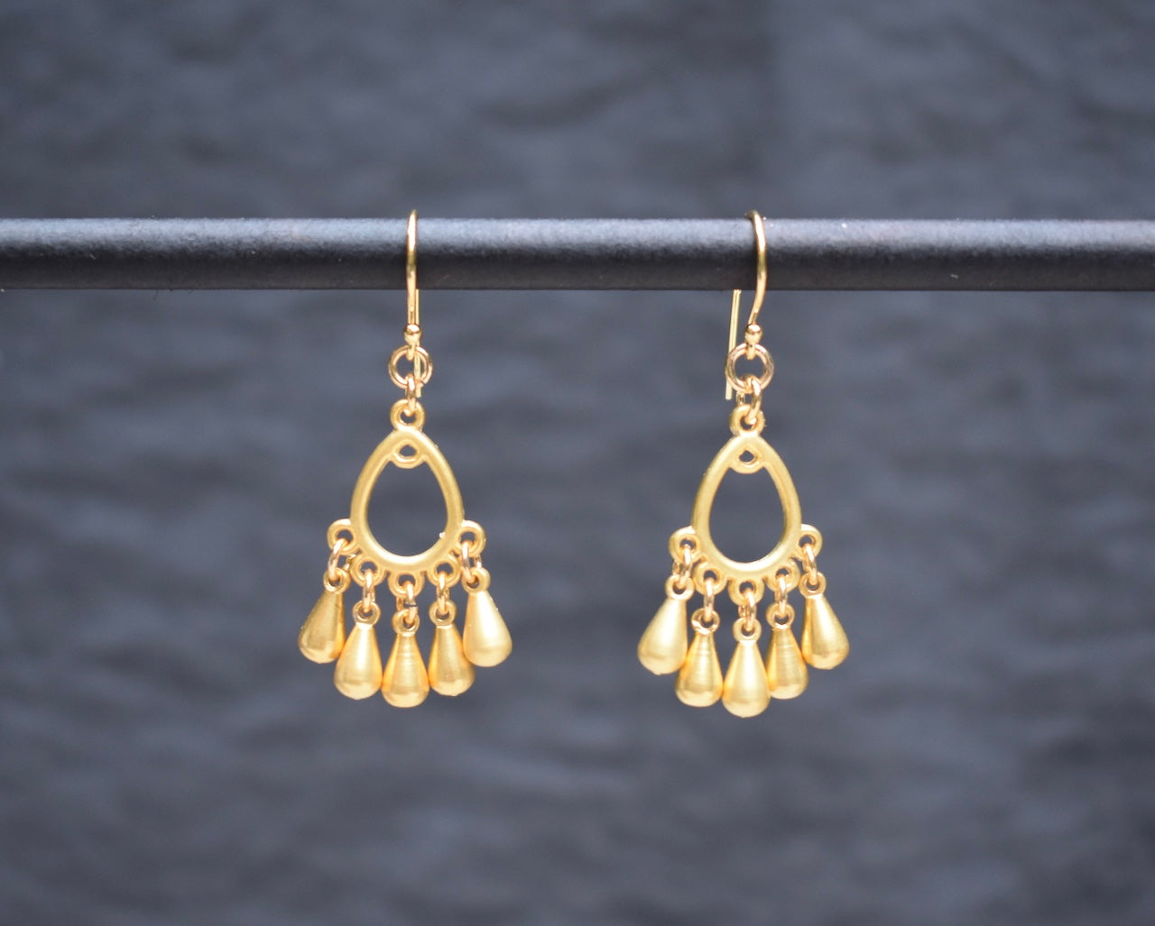 'Viv' - Matte gold chandelier earrings