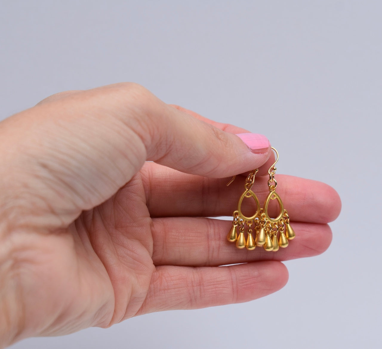 'Viv' - Matte gold chandelier earrings