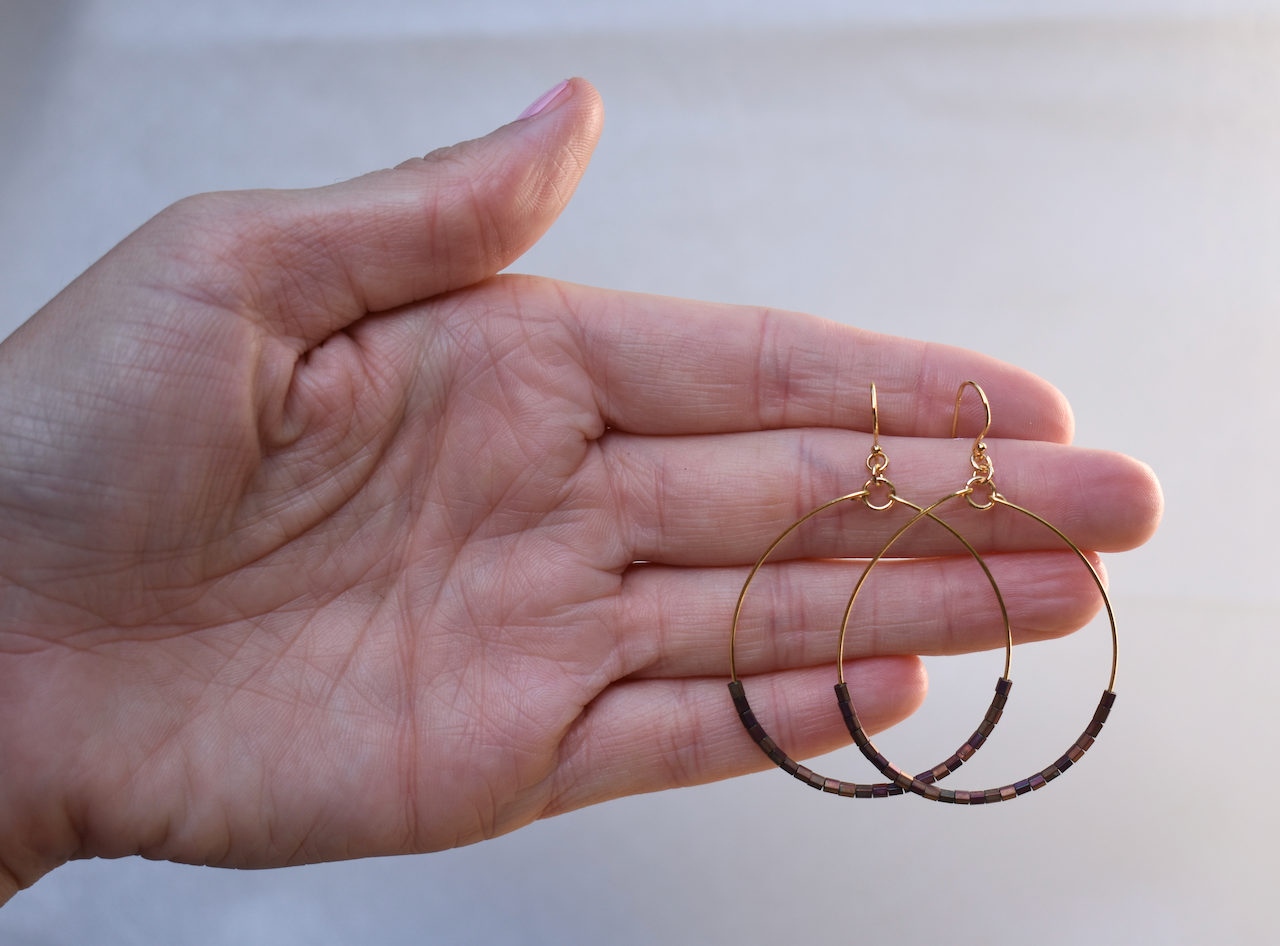 'Iris' - Beaded hoop earrings