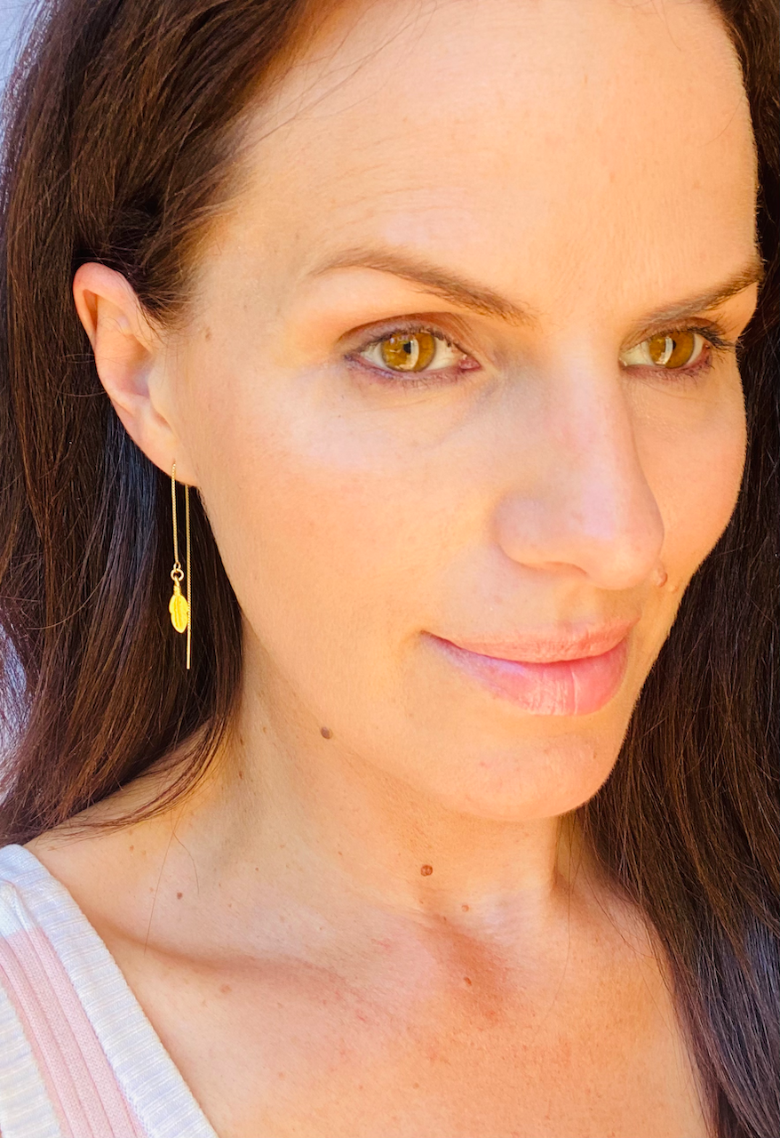 'Gia' - Gold feather threaders