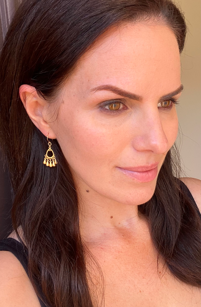 'Viv' - Matte gold chandelier earrings