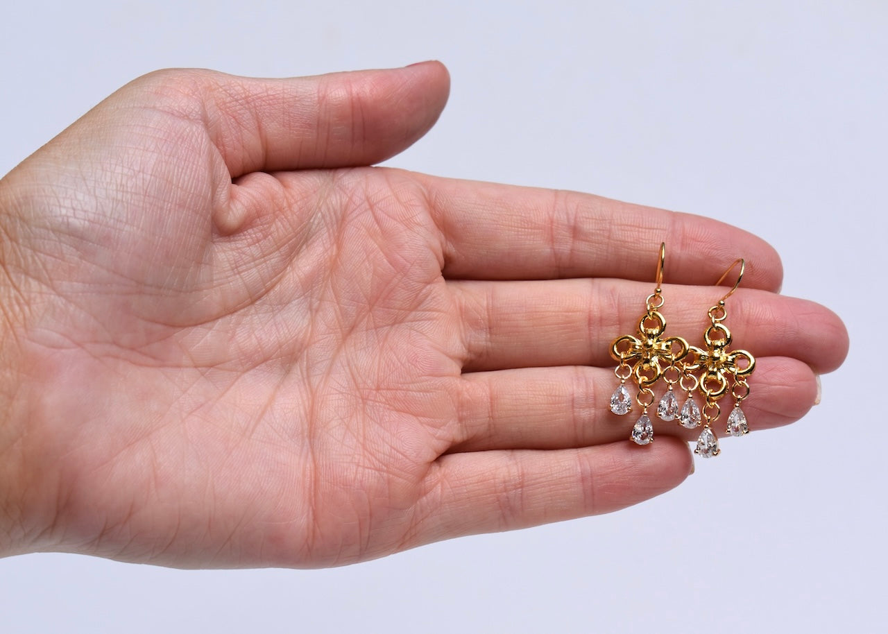 'Joelle' - Gold crystal drop earrings