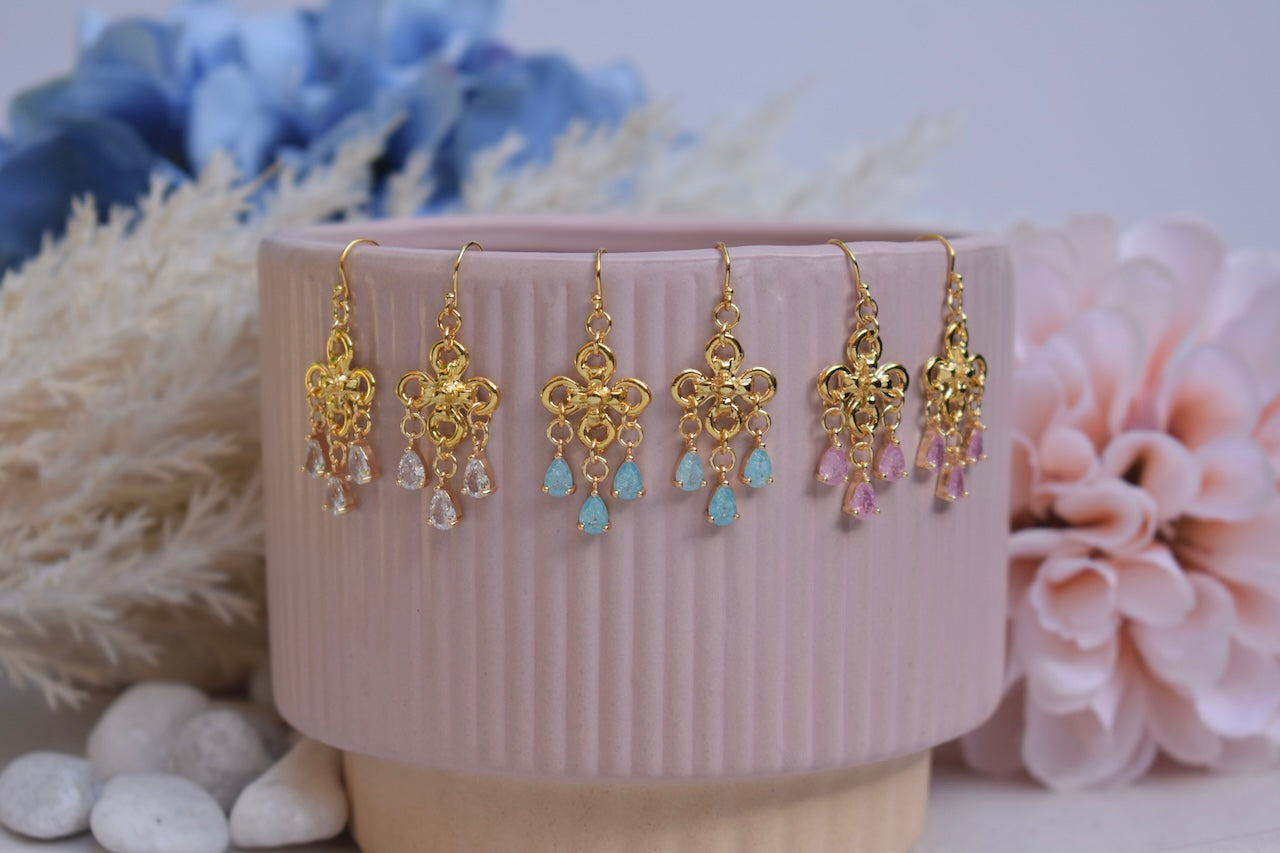 'Joelle' - Gold crystal drop earrings