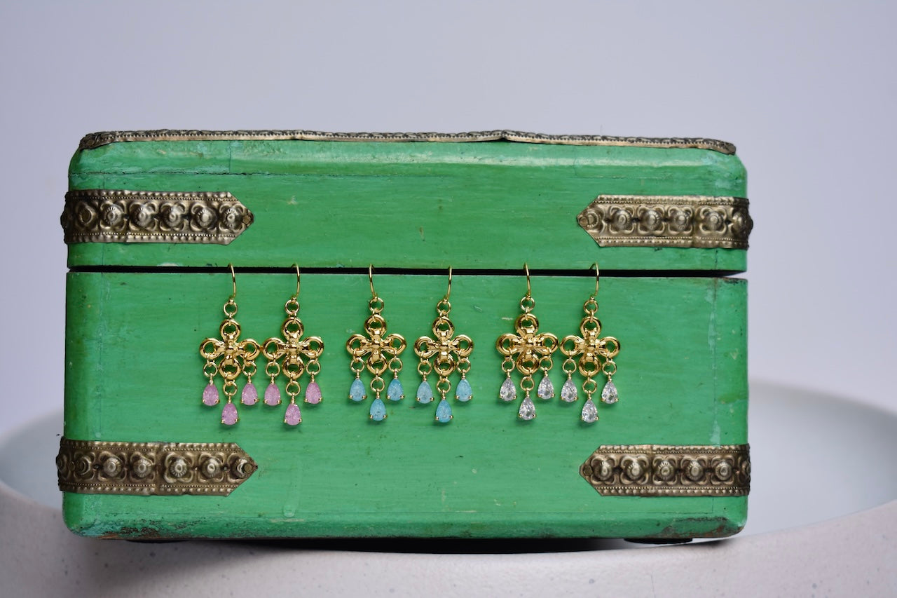 'Joelle' - Gold crystal drop earrings