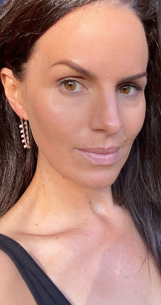 'Leia' - Rose gold chain stud earrings