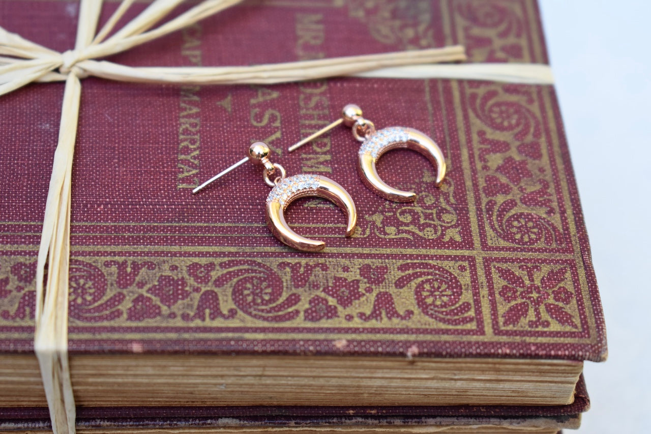 'Nalo' - Rose gold horn earrings