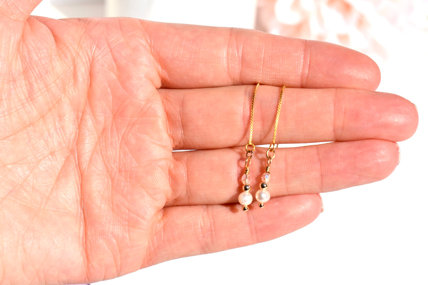 'Perla' - Gold pearl threaders