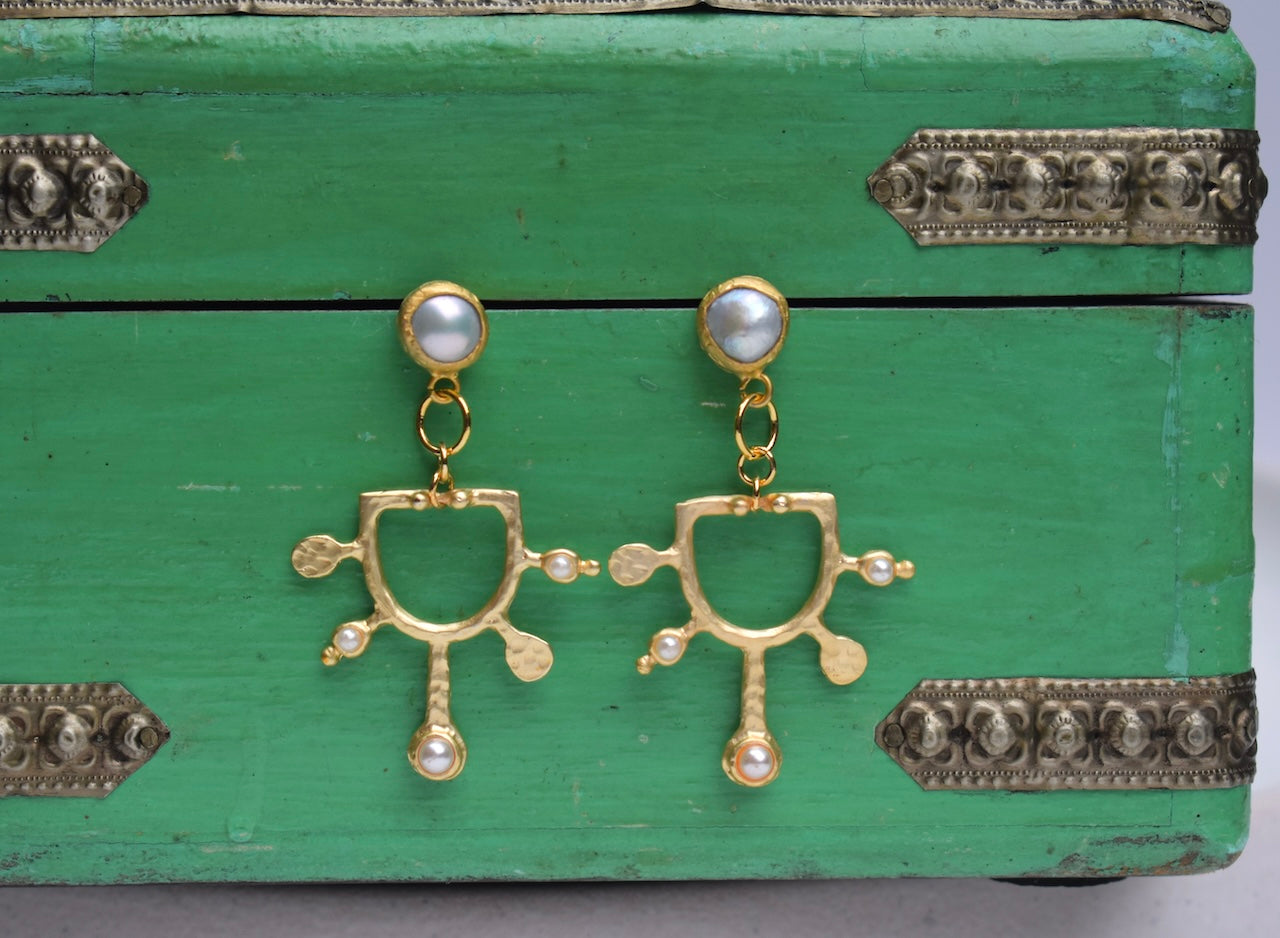 'Alanis' - gold statement earrings