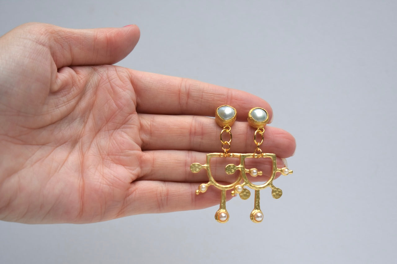 'Alanis' - gold statement earrings