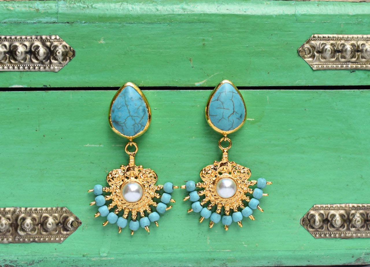 'Indigo' - Turquoise drop earrings