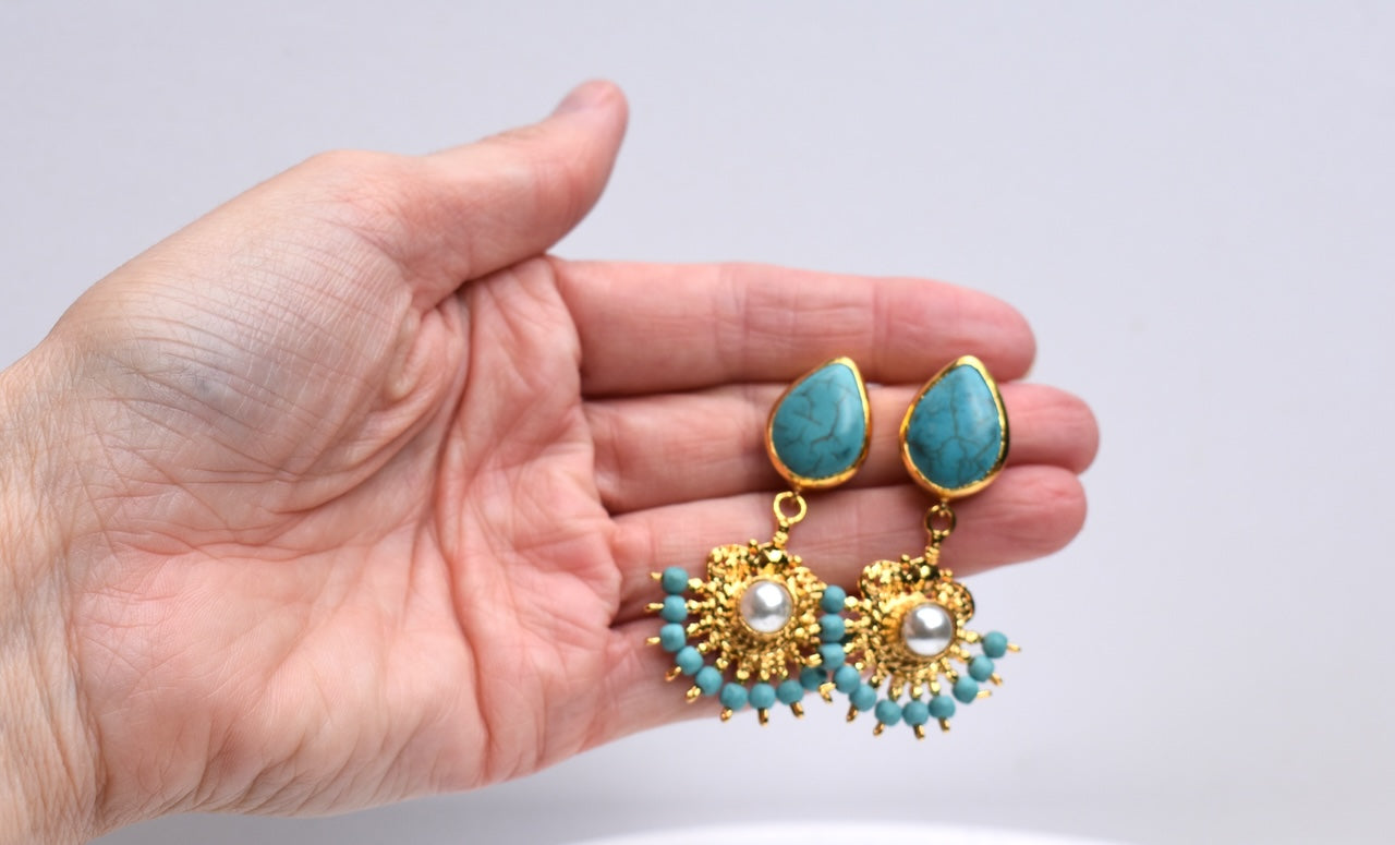 'Indigo' - Turquoise drop earrings