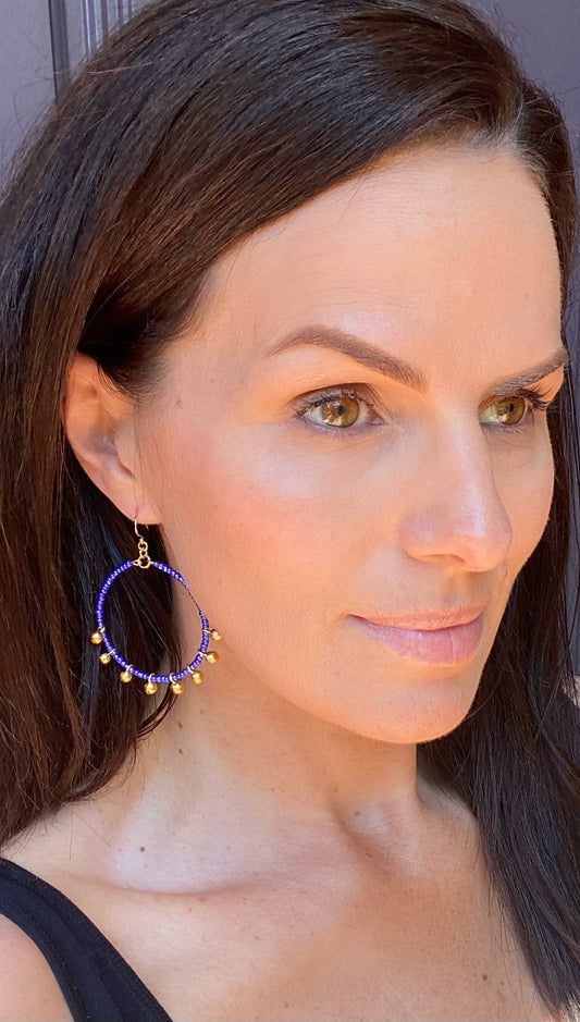 'Cassia' - beaded hoop earrings