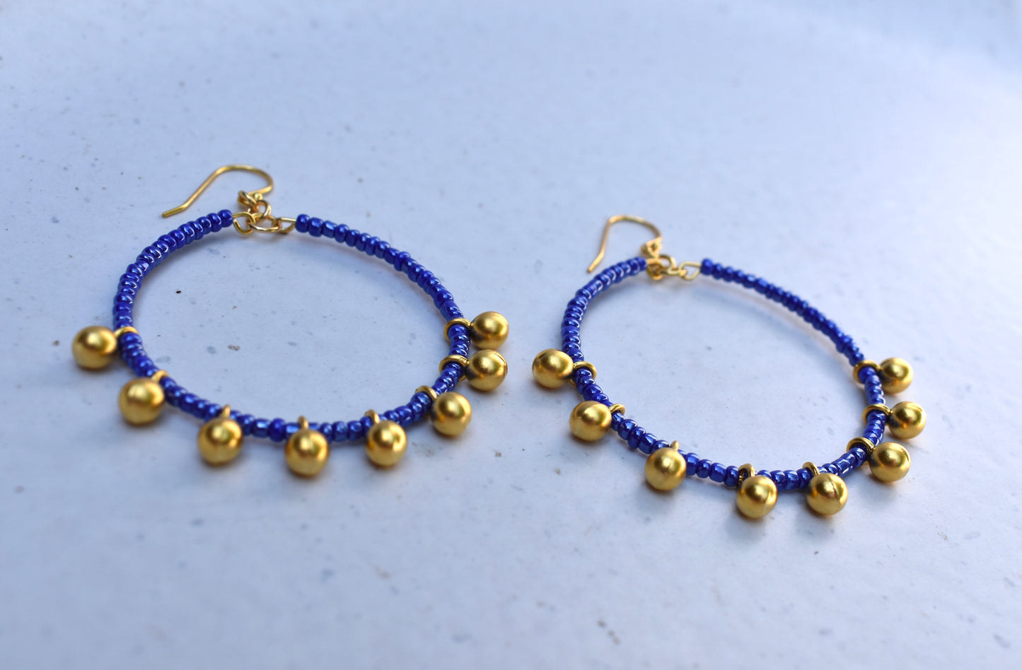 'Cassia' - beaded hoop earrings