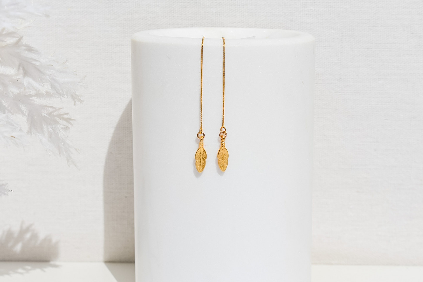 'Gia' - Gold feather threaders