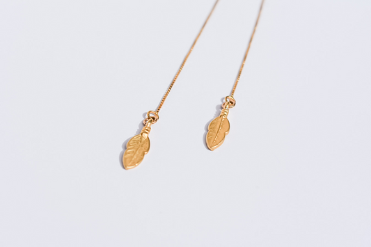 'Gia' - Gold feather threaders