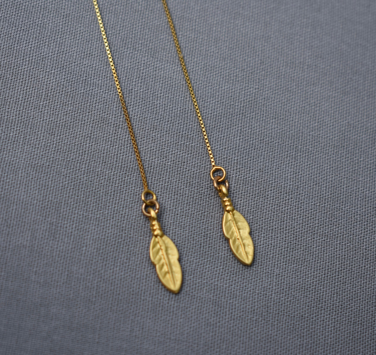 'Gia' - Gold feather threaders