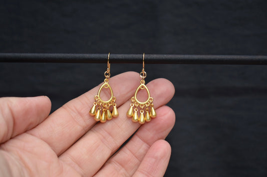 'Viv' - Matte gold chandelier earrings