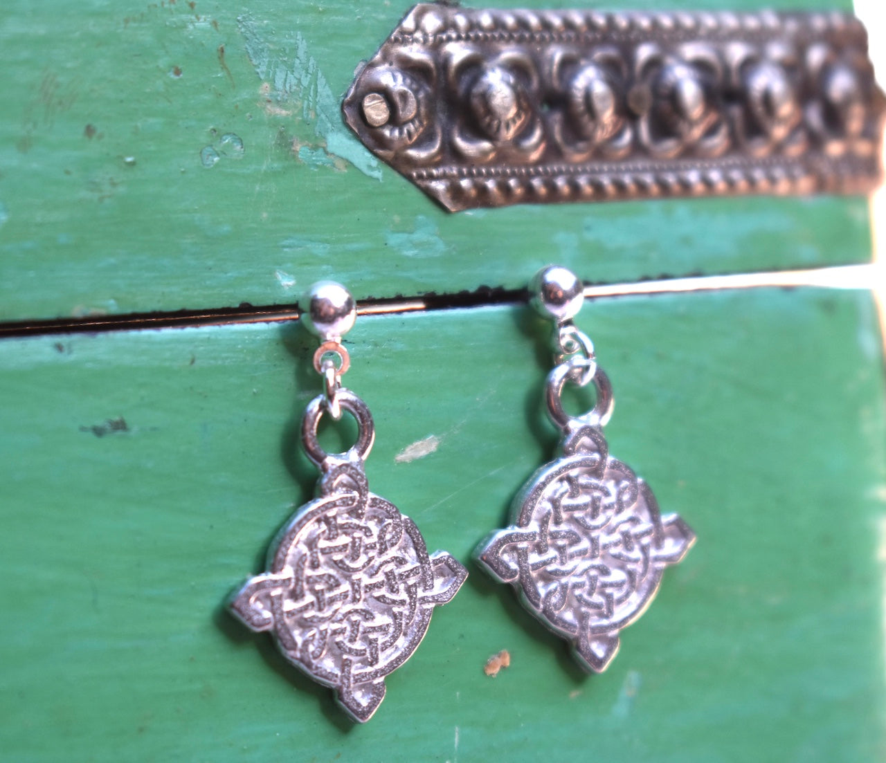 'Brea' - Celtic style silver earrings