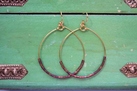 'Iris' - Beaded hoop earrings