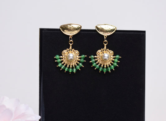 'Brisa' - Gold and Jade drop earrings