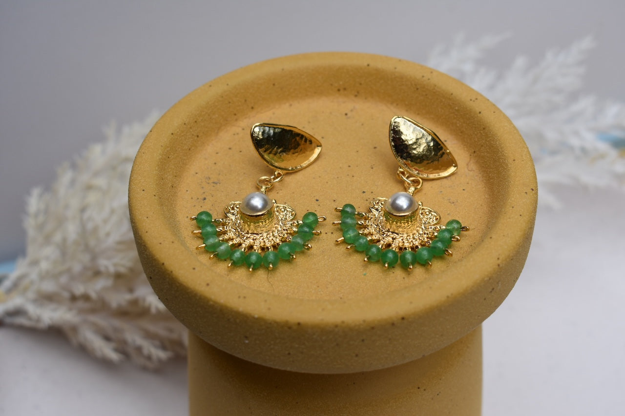 'Brisa' - Gold and Jade drop earrings