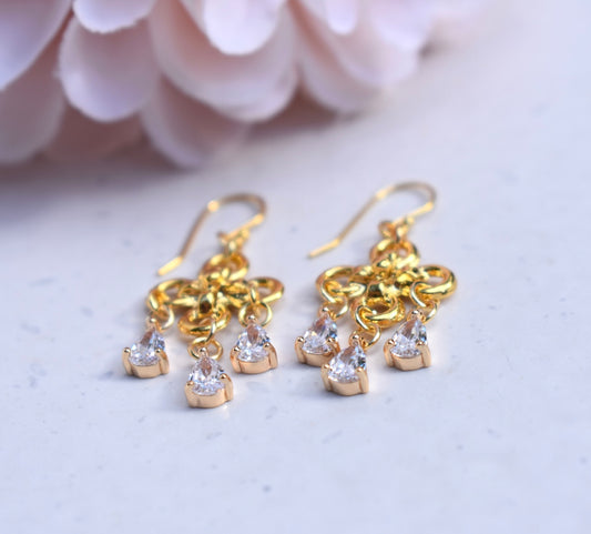 'Joelle' - Gold crystal drop earrings