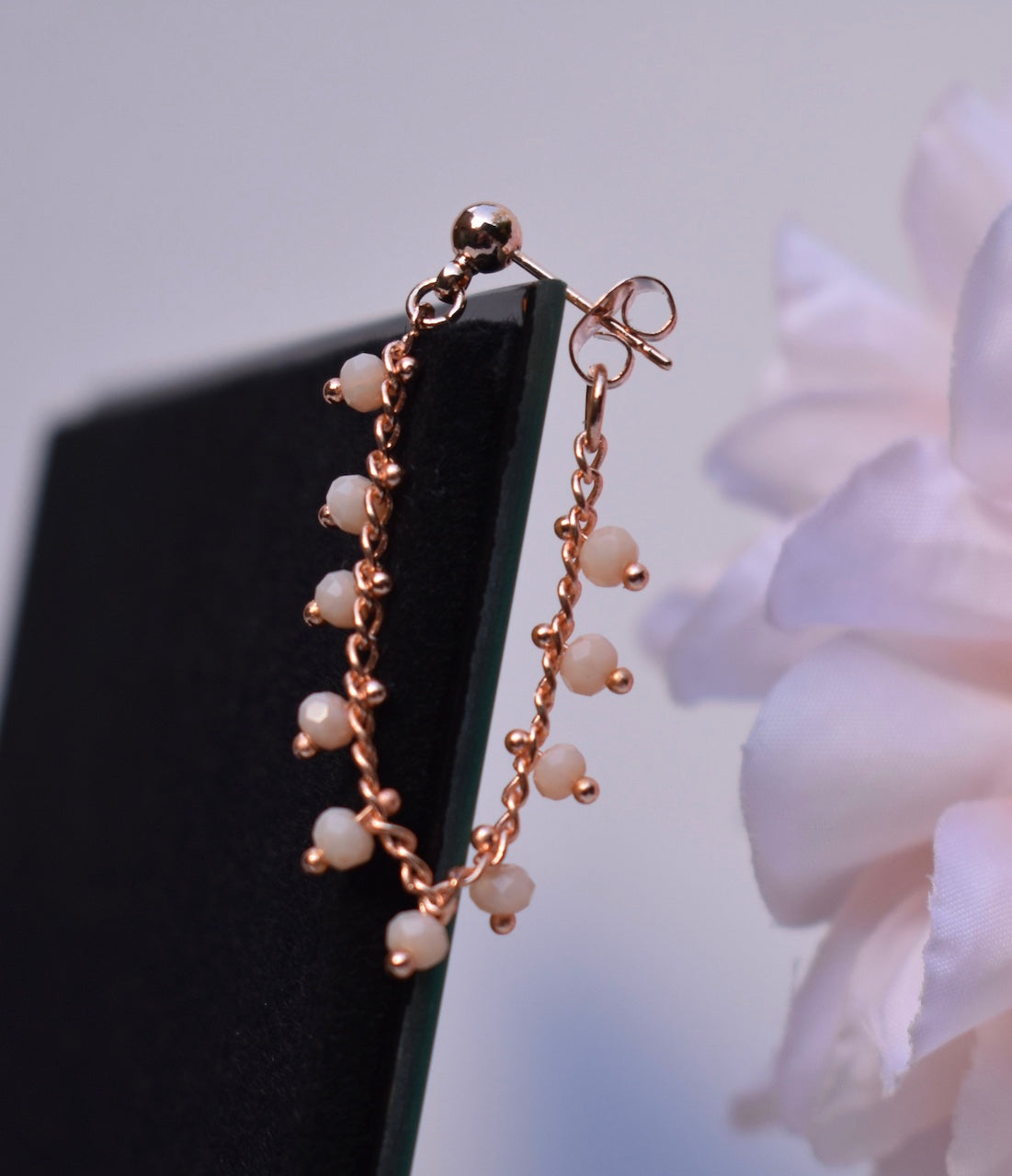 'Leia' - Rose gold chain stud earrings
