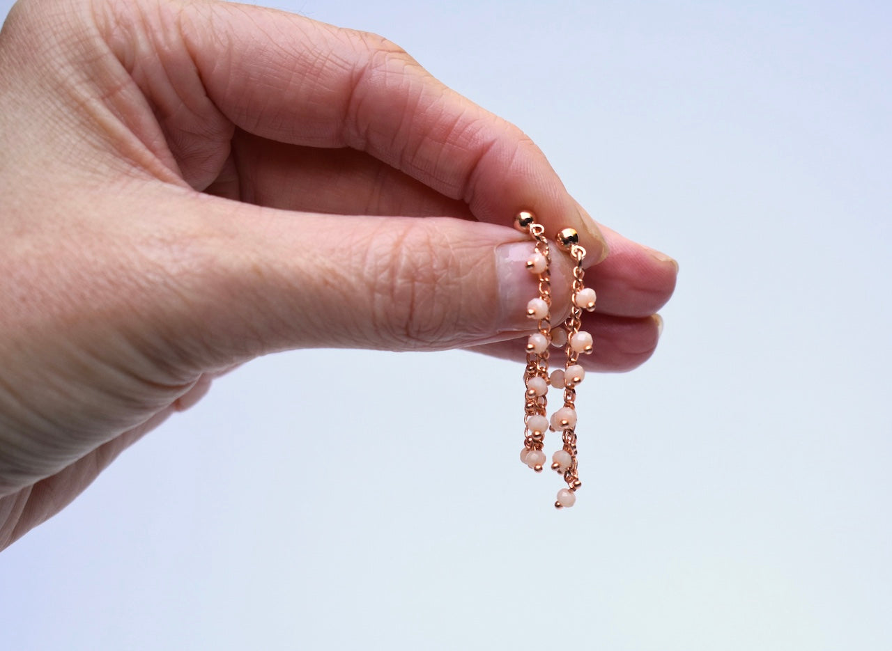'Leia' - Rose gold chain stud earrings