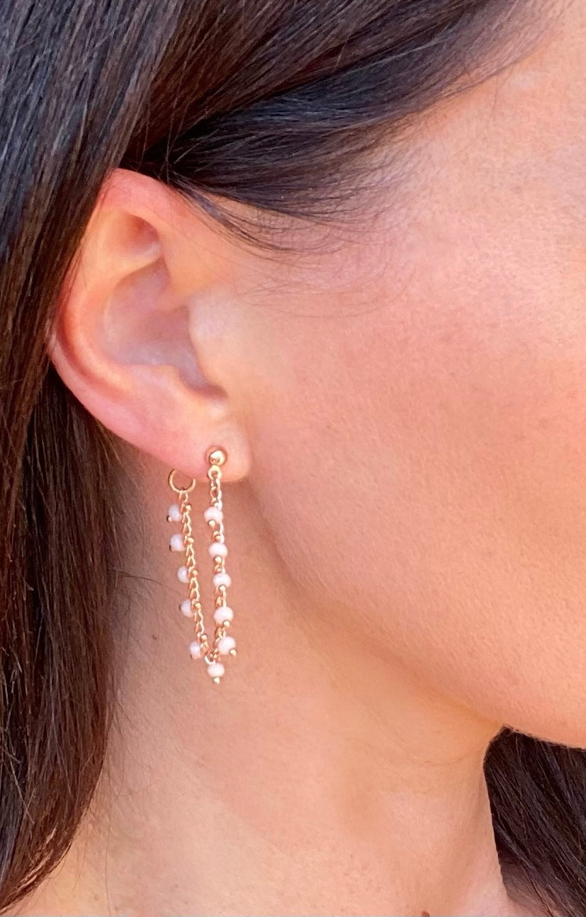 'Leia' - Rose gold chain stud earrings
