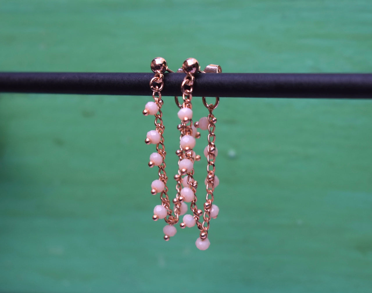 'Leia' - Rose gold chain stud earrings