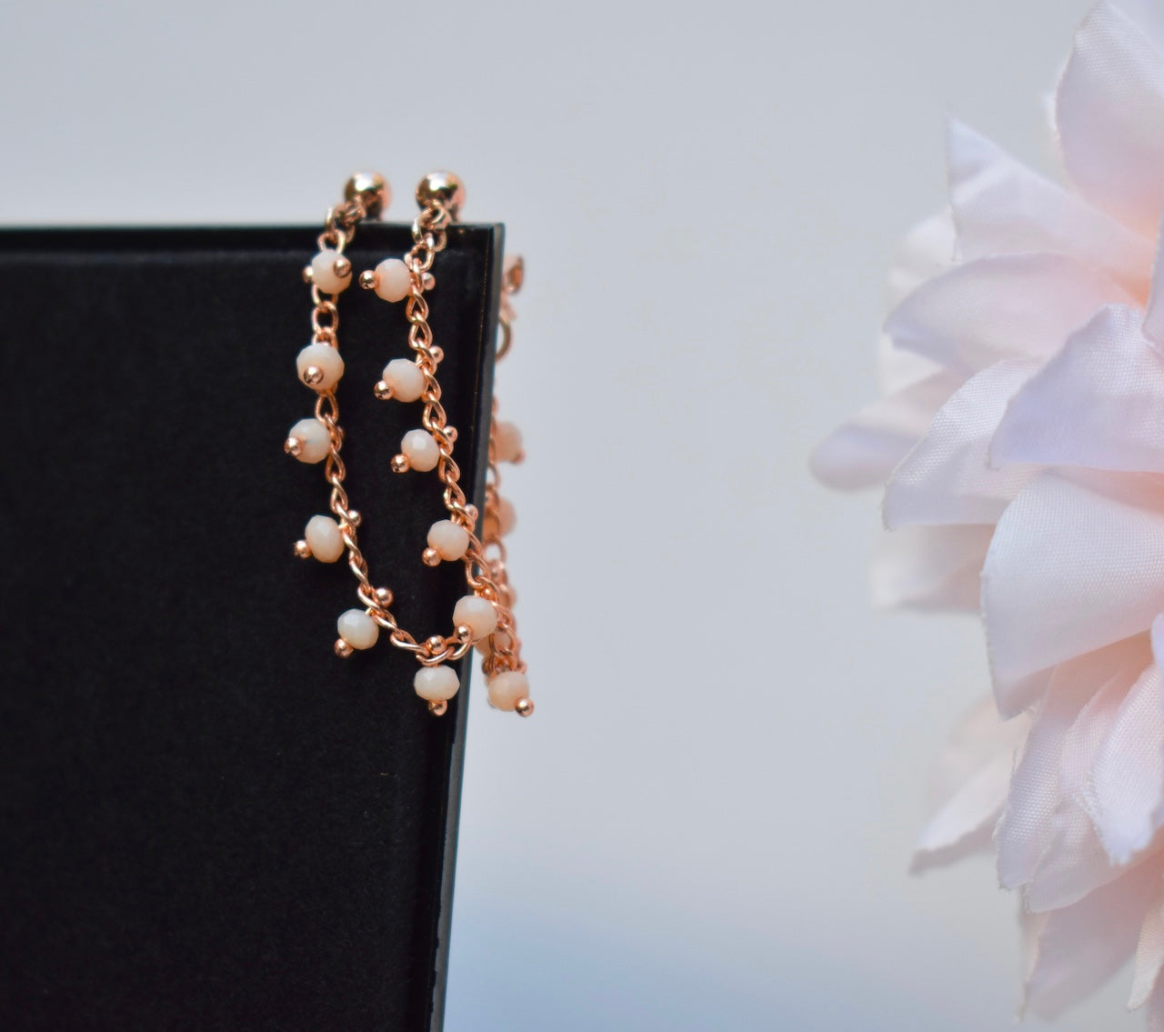 'Leia' - Rose gold chain stud earrings