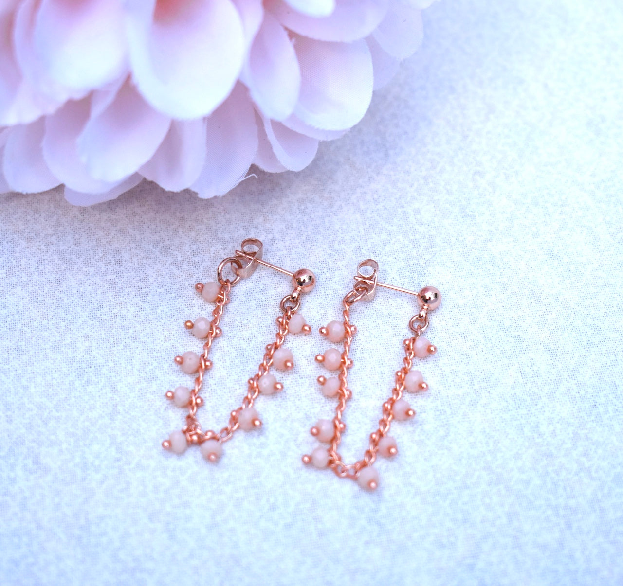 'Leia' - Rose gold chain stud earrings