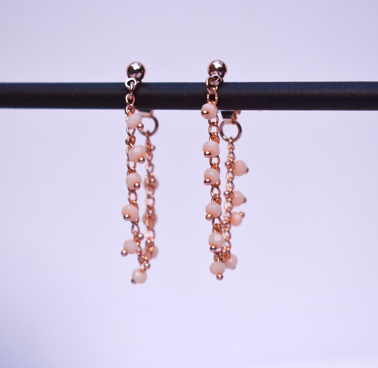 'Leia' - Rose gold chain stud earrings