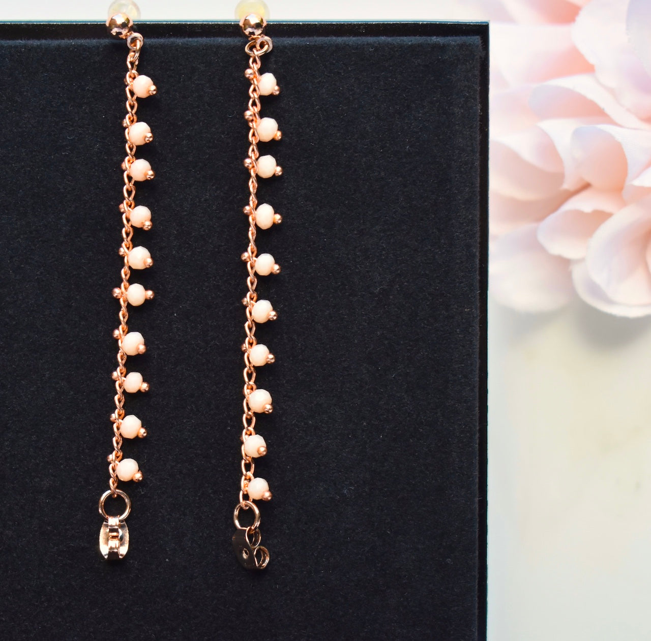 'Leia' - Rose gold chain stud earrings