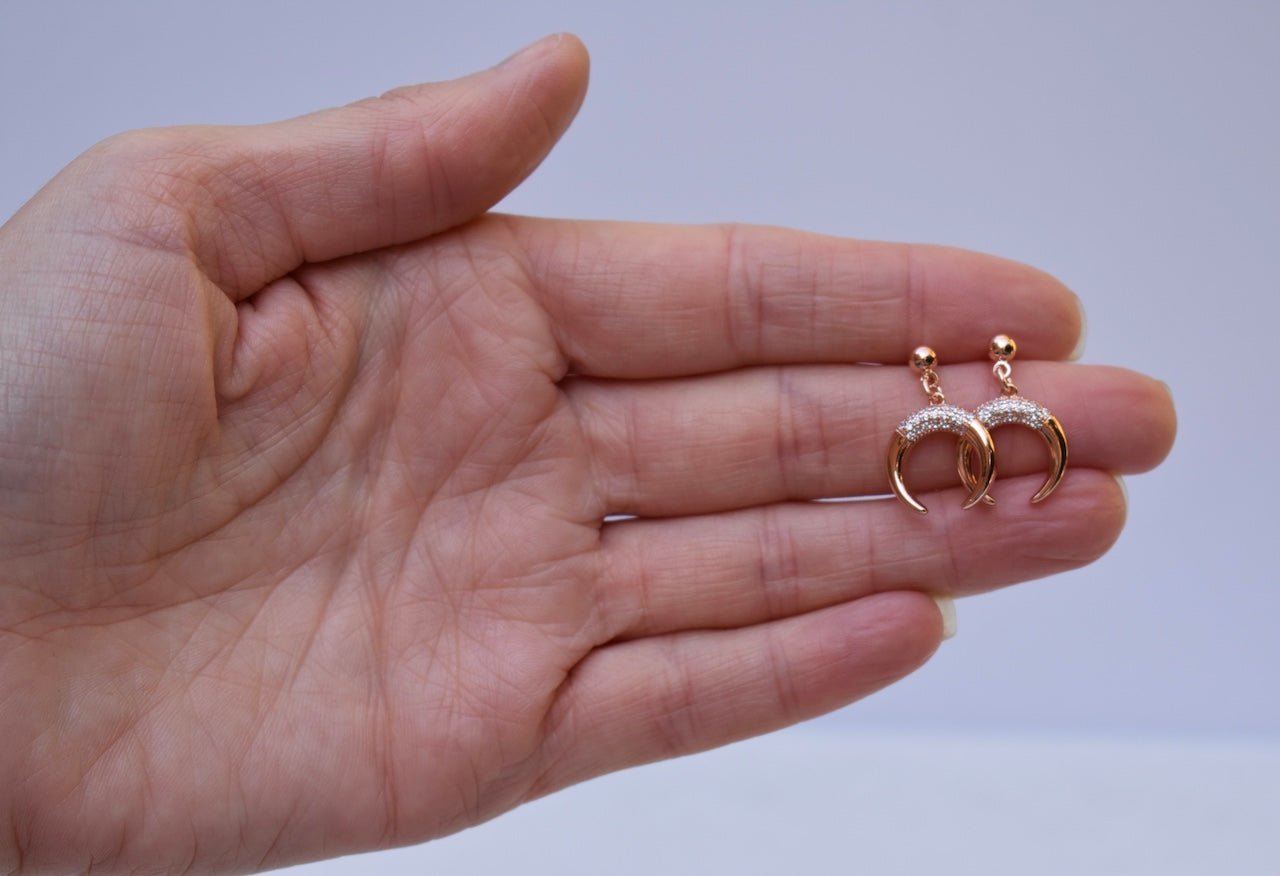 'Nalo' - Rose gold horn earrings