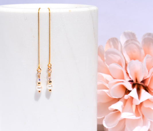 'Perla' - Gold pearl threaders